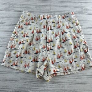 Cynthia Rowley‎ Womens Shorts Linen Sailboats High Rise Nautical Size Medium